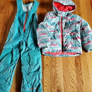 Columbia girls xxs ski coat and bibs